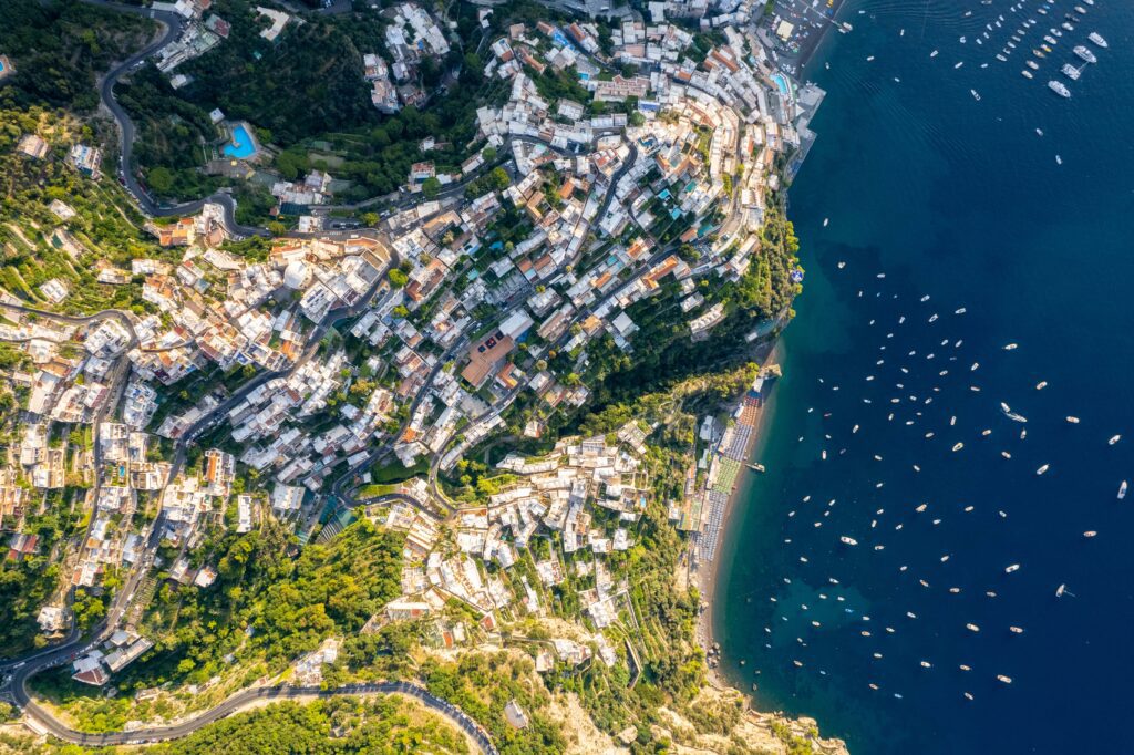 drone view over the Amalfi Coast