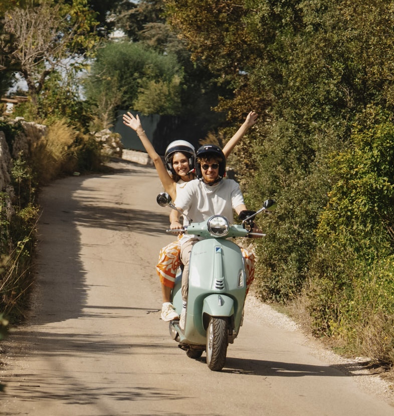 two people on Vespa in Puglia